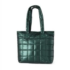 NEW SELINI NEW YORK women's nylon puffer puffy quilt tote bag in forest green